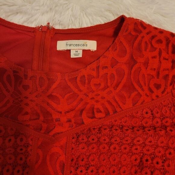 Francesca's red lace short sleeve dress - Picture 9 of 13
